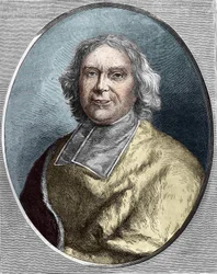 Portret kardynała Fleury (1653 - 1743). André Hercule de Fleury grawerowanie z 1866 roku.