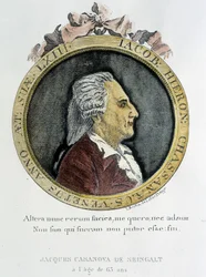 Portret Casanovy (1725 - 1798) - portret na frontyspisie, w „Historii mojej ucieczki z więzień Republiki Weneckiej”, napisanym do Dux w Czechach
