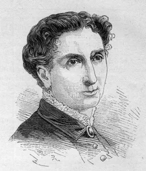 Portret Catherine Julie Clementine Jouassain (1829-1902), francuskiej komiczki, członkini Komedii Francuskiej. Grawer w „”Le Monde Illustré””n¡1168 z dnia 16 sierpnia 1879 r.