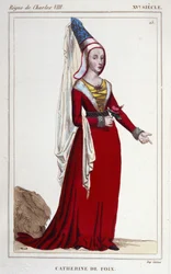 Portret Katarzyny z Nawarry (lub Katarzyny z Foix) 1468-1517, królowej Nawarry. Grawerowanie z 1830 roku.