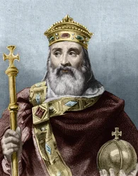 Portret Karola Wielkiego (742-814), króla Francji - w Histoire des Français Lavalléego, rycina, b.d.