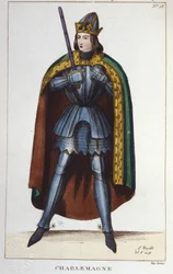 Portret Karola Wielkiego lub Karola I Wielkiego (742 - 814) grawerowany król franków 1830