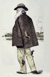Portret Karola Darwina (1809-1882) bawiącego się z wiewiórkami.
