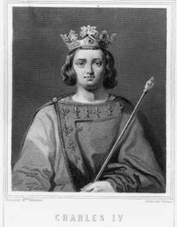 Portret Karola IV Bela (1294 - 1328), króla Francji - w „Histoire des Français” Lavallée, rycina, sd.