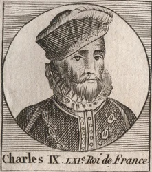 Portret Karola IX (1550-1574), króla Francji - Karola IX króla Francji od 1560 do 1574 - grawerunek z „Instruction sur l
