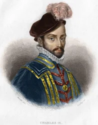 Portret Karola IX (1550 - 1574), króla Francji grawerującego XIX wiek