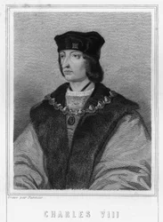 Portret Karola VIII (1470 - 1498), króla Francji - w „Histoire des Français” Lavallée, rycina, sd.