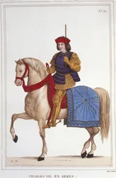 Portret Karola VII (1403 - 1461), grawerowanie króla Francji z 1830 r