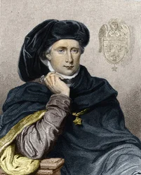 Portret Karola VI Ukochanego lub Fou (1368 - 1422), króla Francji - w Histoire des Français autorstwa Lavallée, rycina, sd.