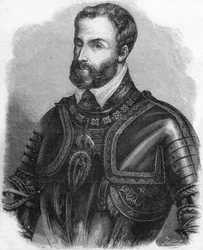 Portret Karola V (1500-1558), cesarza Świętego Cesarstwa Germańskiego od 1519 do 1556. Rycina z XIX wieku.