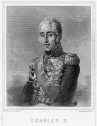 Portret Karola X (1757 - 1836), króla Francji - w „Histoire des Français” Lavallée, rycina, sd.