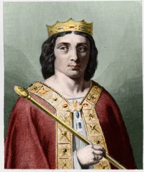 Portret Childeryka II (v. 653 - 675), króla Austrazji - w „Histoire des Francais” Lavallee, rycina, sd.