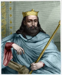 Portret Clotaire (Clothaire) I (497 - 561), króla Neustrii i króla franków - w „Histoire des Francais” Lavallee, rycina, sd.