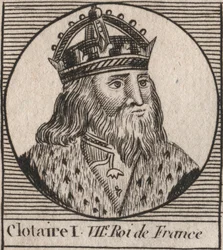 Portret Clothaire I (497 - 561), króla Neustrii i króla Franków - Clothar I, King of the Franks - rycina z „Instruction sur l
