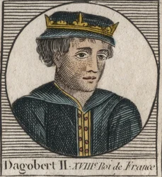 Portret Dagoberta II, króla franków od 711 do 716 - Dagobert II (676-679), króla Austrazji - rycina z „Instruction sur l