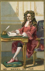 Portret Daniela de Foe lub Defoe (1660 - 1731), angielskiego poety, powieściopisarza i dziennikarza. Chromolitografia XIX wieku.