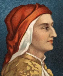 Portret Dantego Alighieri (1265-1321), włoskiego pisarza.