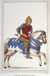 Portret Etienne de Vignoles lub Vignolles dit La Hire (Lahire). Warman francuski 1390-1443.rycina z 1830