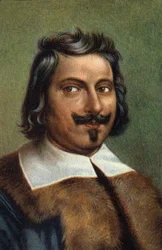 Portret Evangelisty Torricellego lub Toricellego, włoskiego fizyka.