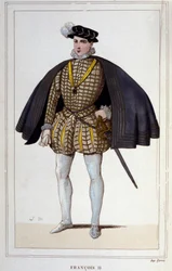 Portret Francois II (1544 - 1560), grawerowanie króla Francji z 1830 r