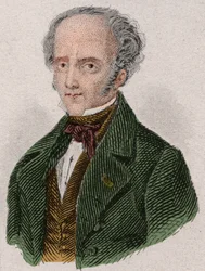 Portret Francois Rene, wicehrabiego de Chateaubriand (1768-1848) francuskiego pisarza. Grawerowanie z 1876 roku.