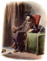 Portret François Rabelais siedzącego (1483-1553) - w „Le Plutarque francais”, red. Mennechet
