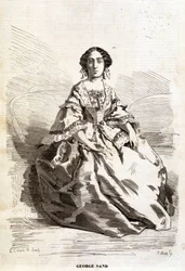 Portret George Sand (Aurore Dupin, Baronne Dudevant) (1804-1876).