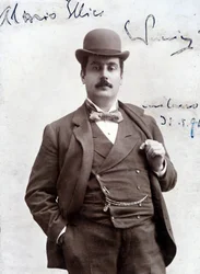 Portret Giacomo Pucciniego z 1896 (1858-1924), włoskiego kompozytora.