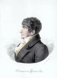 Portret Giovanniego Paisiello (lub Paesiello lub Paesieillo) (1740-1816), włoskiego kompozytora. Rycina XIX wieku