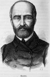 Portret Giuseppe Mazziniego, włoskiego patrioty i rewolucjonisty (1805 lub 1808 - 1872)