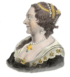 Portret Henriette Marie z Francji (1609-1669), królowej Anglii. Rycina XIX wieku