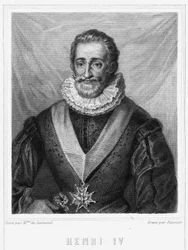 Portret Henryka IV (1553 - 1610), króla Francji - w „Histoire des Français” Lavallée, rycina, bd.