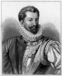 Portret Henryka I Lotaryngii, 3. księcia Guise, dit le Balafré (1550 - 1588) - w „Histoire des Français” Lavallée, rycina, sd.