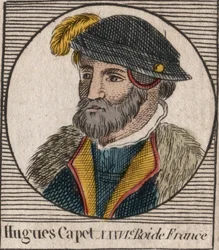 Portret Hugues I Capet (ok. 941 - 996), księcia Francji ówczesnego króla Francji - Portret Hugues I Capet (c941-996), króla Francji - rycina z „Instruction sur l