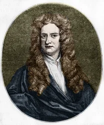 Portret Isaaca Newtona (1642-1727) fizyka angielskiego.