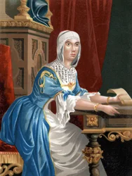 Portret Izabeli I Katoliczki (1451 - 1504), Królowej Kastylii według sławnych mężczyzn i kobiet. Barcelona 1877.