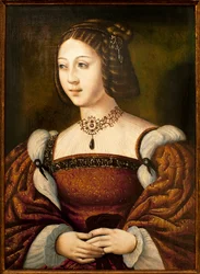 Portret Izabeli Portugalskiej (1503-1539) - Obraz anonimowego mistrza, ok. 1526, olej na drewnie, 40 x 29 cm, połowa XVI wieku - Muzeum An