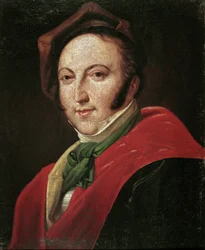 Portret włoskiego kompozytora Gioacchino Rossiniego (olej na płótnie)