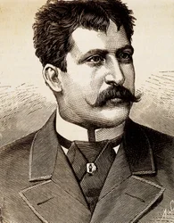 Portret włoskiej śpiewaczki lirycznej Mattii Battistini (1857-1928). Rycina XIX wieku.