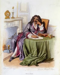 Portret Jean-Baptiste Poquelin dit Molière, francuskiego dramatopisarza i aktora (1622-1673) - w „Le Plutarque francais”, red. Mennechet