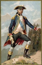 Portret Jeana Baptiste, hrabiego Estaing (1729-1794), admirała francuskiego. Chromolitografia XIX wieku.