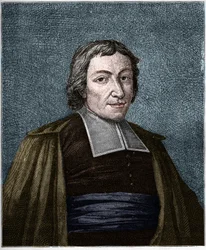Portret Jeana Baptiste De La Salle (Jean-Baptiste) (1651-1719) Francuski zakonnik, założyciel zgromadzenia braci Szkół Chrześcijańskich. Rycina XIX wieku.