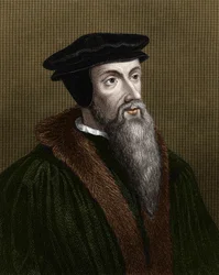 Portret Jana Kalwina (1509-1564), francuskiego reformatora religijnego i pisarza.