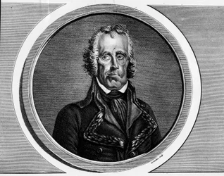 Portret Jean Nicolas Houchard (1738-1793), generał francais. Grawer w „”Kompletny zbiór obrazów historycznych rewolucji francuskiej, w trzech tomach.””” 1804.