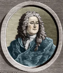 Portret Johna Law (1671-1729), Scottish Financial, który spowodował bankructwo w 1720 roku (zdarzenie Quincampoix Street)