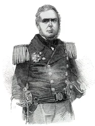 Portret Johna Pascoe Grenfella (1800-1869) oficera marynarki wojennej i dyplomaty Cesarstwa Brazylii - Grawerowanie 1852