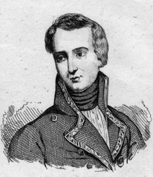 Portret Jose Rebolledo de Palafox (Palafox y MelCII) (1776-1847), żołnierza hiszpańskiego, który walczył podczas oblężenia Saragossy (Saragossa) w 1808 roku. Rycina z XIX wieku.