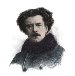 Portret Josepha Auguste Maurice Rollinat (1846 -1903) Angielski poeta - grawerowanie
