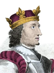 Portret króla Etienne (Stephen) dit de Blois (1096-1154), ostatniego normańskiego króla Anglii.