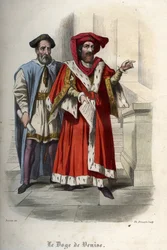 Portret Leonarda Loredana (Loredano) (1436-1521), doża Republiki Weneckiej. Rycina z 1842 roku w „Histoire des Popes” Maurice